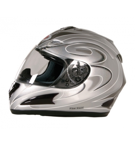 KJ-1, casco integrale fiberglass - Argento - XS