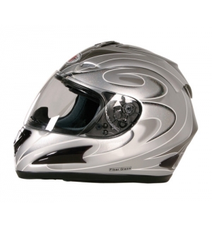 KJ-1, casco integrale fiberglass - Argento - XS