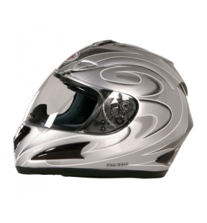 Kj-1, casco integrale fiberglass - argento - xl