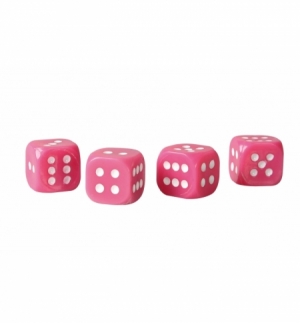 Set 4 dadi coprivalvola rosa + puntini neri