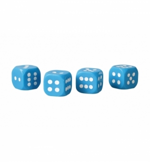 Set 4 dadi coprivalvola blu + puntini bianchi