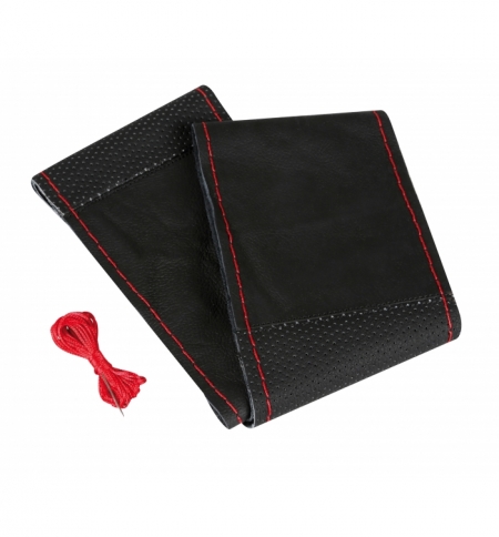 C/volante pelle nero "sport" 37-39cm cucit.rosso C/volante pelle nero "sport" 37-39cm cucit.rosso