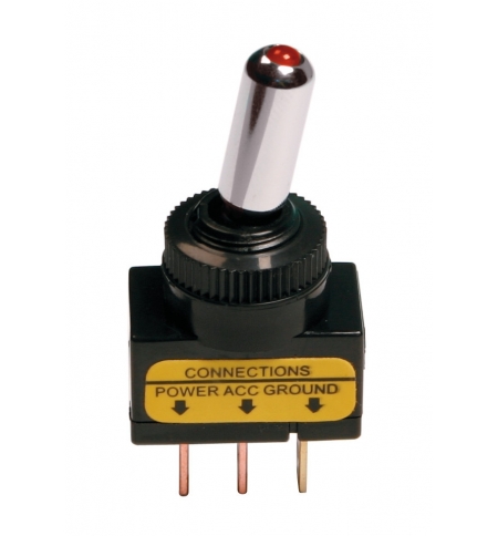 Interruttore a leva 12/24v 20a max con led rosso Interruttore a leva 12/24v 20a max con led rosso