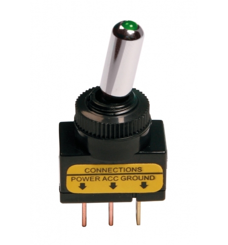 Interruttore a leva 12/24v max 20a led verde Interruttore a leva 12/24v max 20a led verde