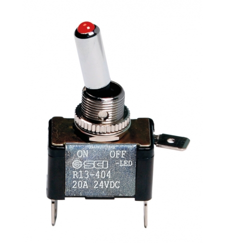 Interruttore a leva,12/24v max 20a led rosso