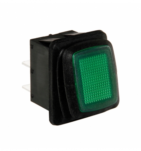 Interruttore impermeabile 12/24v con led verde Interruttore impermeabile 12/24v con led verde