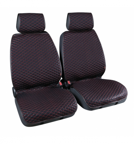 Cp.coprisedili ant.cover-tech similpelle nero+filo rosso