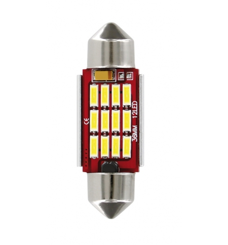 Lampada siluro 36mm 10-30v 12smd d/polarity