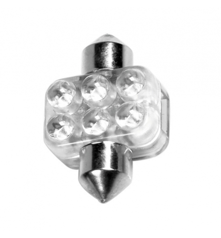 Lampada 10mmx31mm mega-brite 6 led, rosso