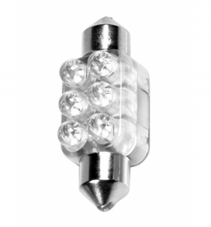 Lampada 10mmx36mm mega-brite 6 led bianco