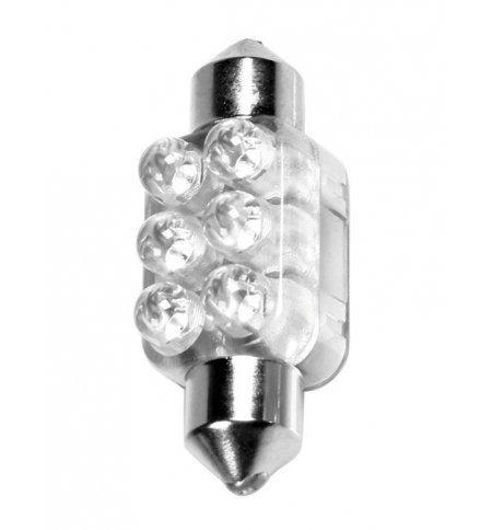 Lampada 10mmx36mm mega-brite 6 led bianco