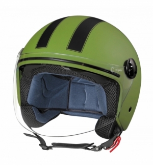 Casco ld-1 demijet xs green navy doppia visiera