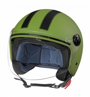 Casco ld-1 demijet m green navy doppia visiera