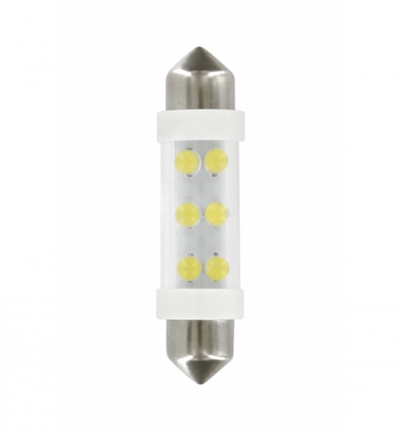 Cp.lampade 24v 6 led bianco siluro 11x41 sv8,5-8