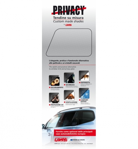 Locandina privacy tendine per display alluminio Locandina privacy tendine per display alluminio