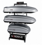 Espositore x 3 box tetto con 1 ripiano scorrevole