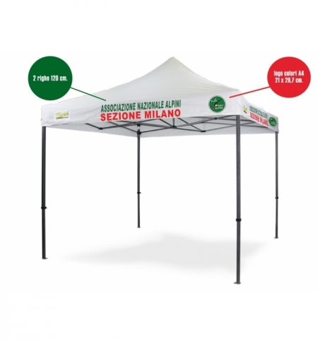 Personalizzazione Gazebo DICITURA - 2 righe 120 cm. + logo A4
