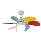 Ventilatore da soffitto 77 cm - 6 pale multicolor - 1 luce
