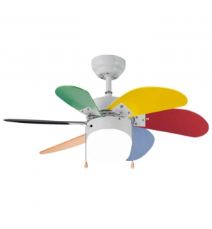 Ventilatore da soffitto 77 cm - 6 pale multicolor - 1 luce