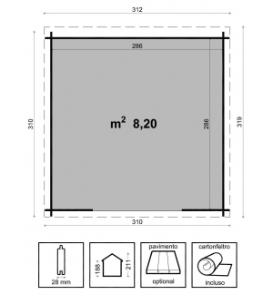 Casetta alina cm. 310x310