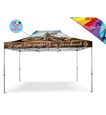 Personalizzazione Gazebo FULL PRINT Tetto 3x4,5 mt. Personalizzazione Gazebo FULL PRINT Tetto 3x4,5 mt.