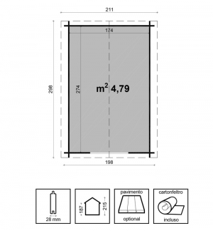 Casetta Agnese cm. 200x300 sp.mm28